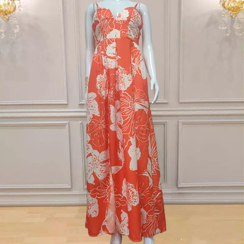 Women's evening dress with a daring leg slit and elegant V-neck, size [size missing]
