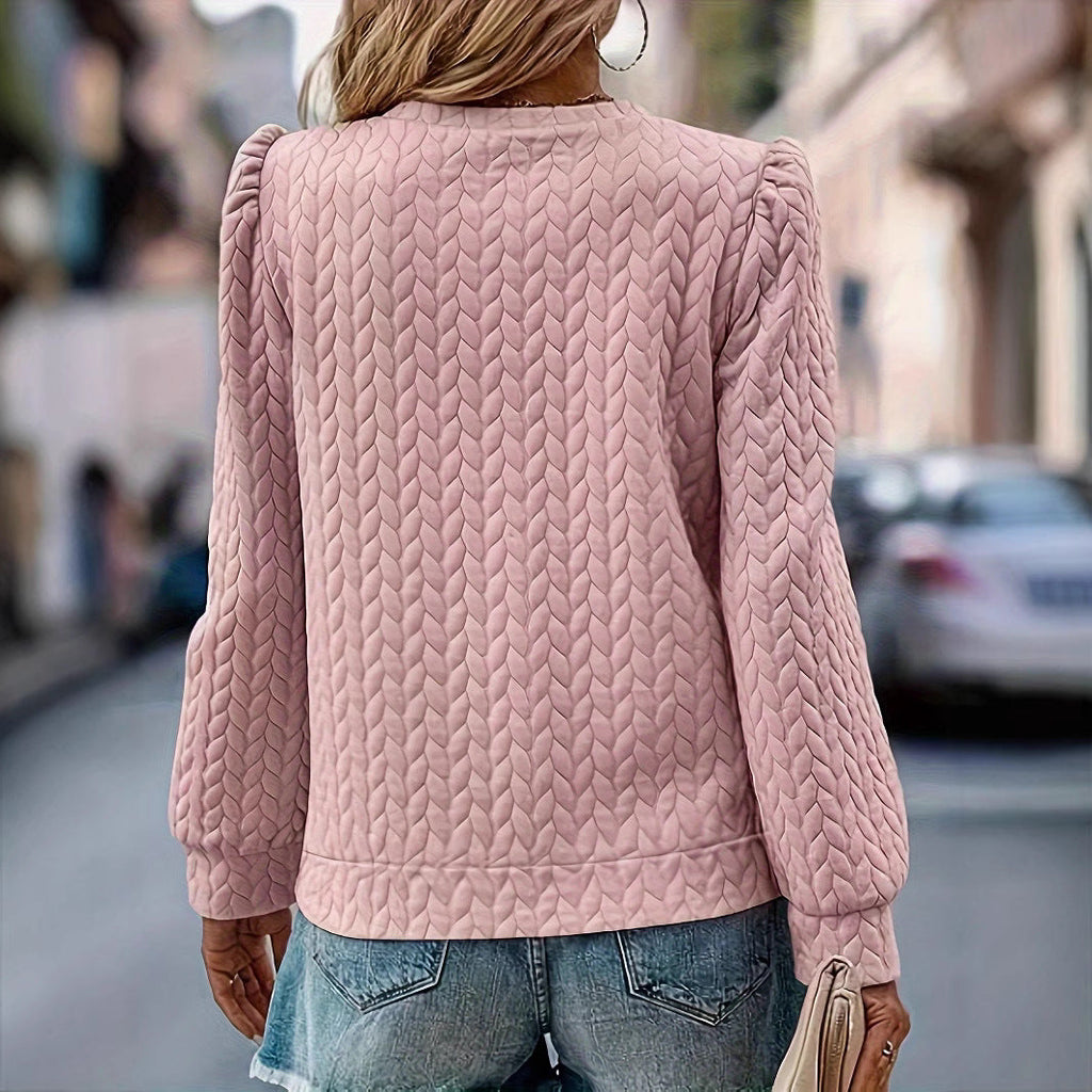 Valenzora | Rundhals-Strickpullover mit Puffärmeln