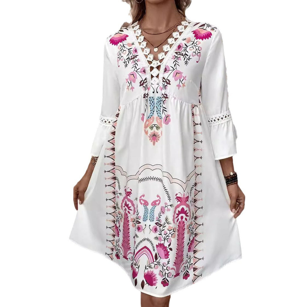 Women's Boho-inspired dress with playful embroidery details and a soft, flowing cut Drune