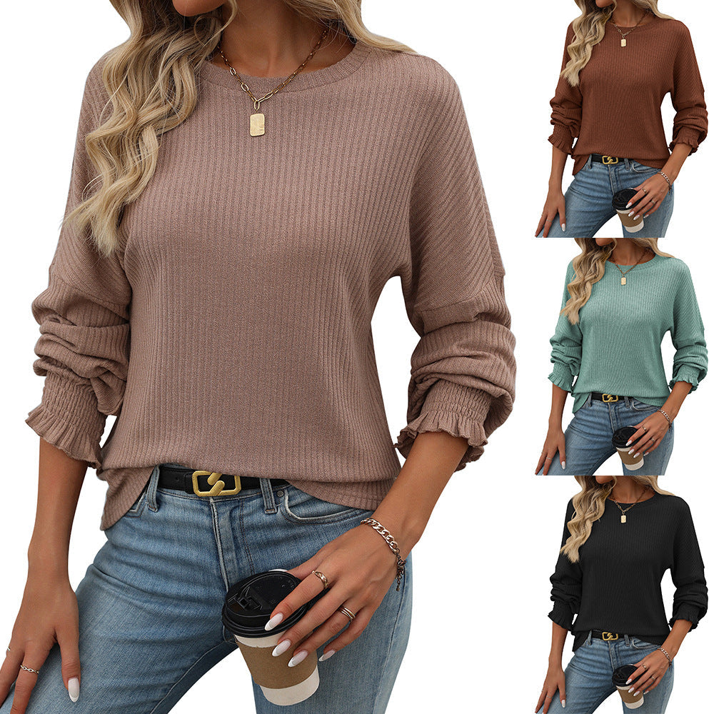 Women's casual sweater with fine ribbing and elasticated cuffs, size S