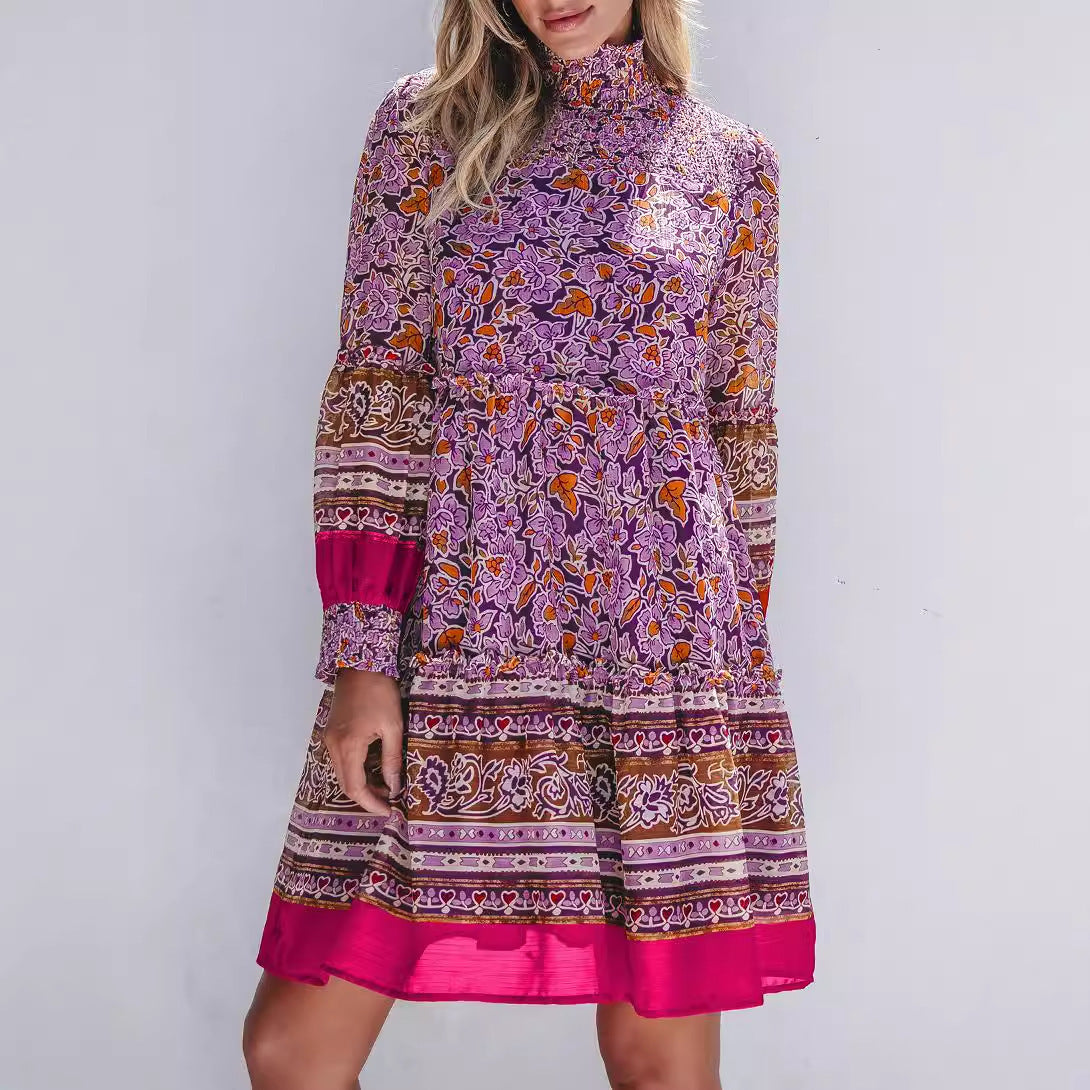 Women's boho-inspired midi dress with elasticated waistband and voluminous sleeves, size [size missing]