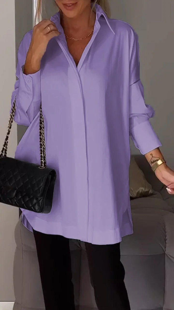 Valenzora | Einfaches Langarm-Pullover-Shirt