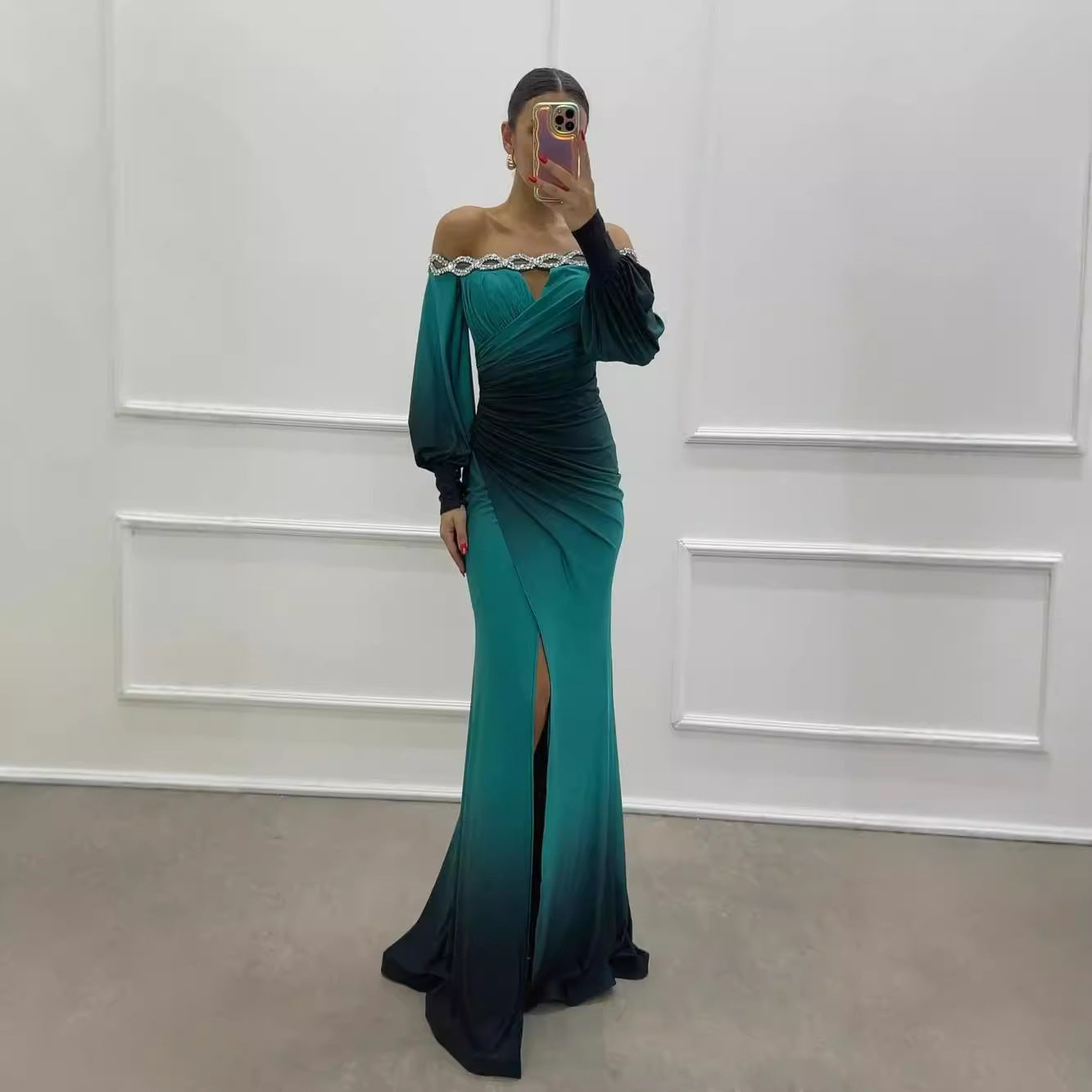 Valenzora | Party dress with camisole and positioned slit in a wide A-line silhouette
