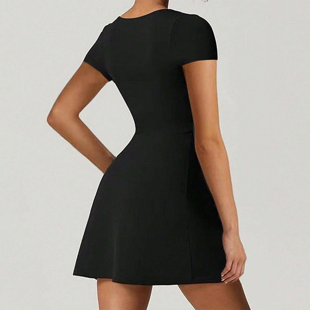 Elegantes Minikleid für Damen mit eckigem Ausschnitt und figurbetontem Schnitt, Größe [size]