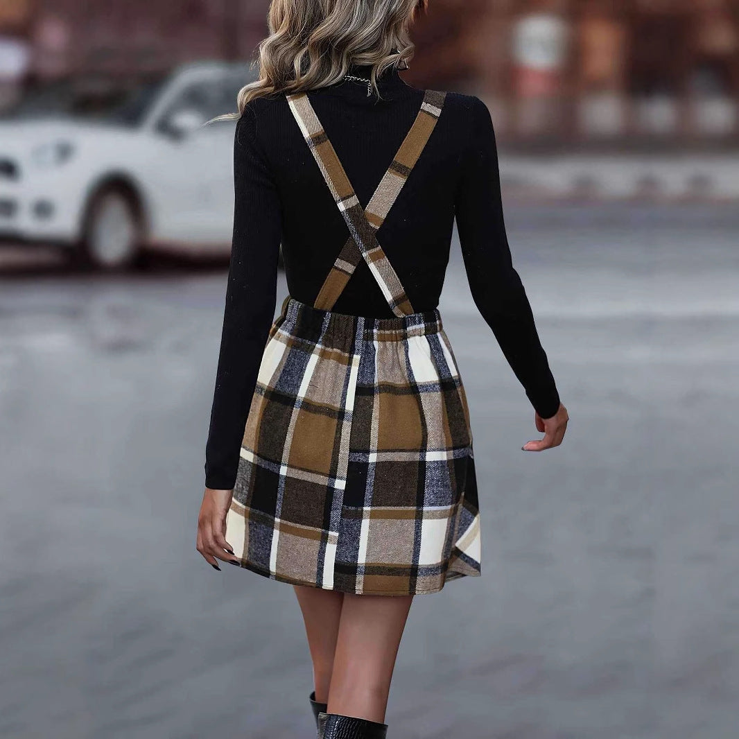 Women's Checkered Pinafore Dress Size