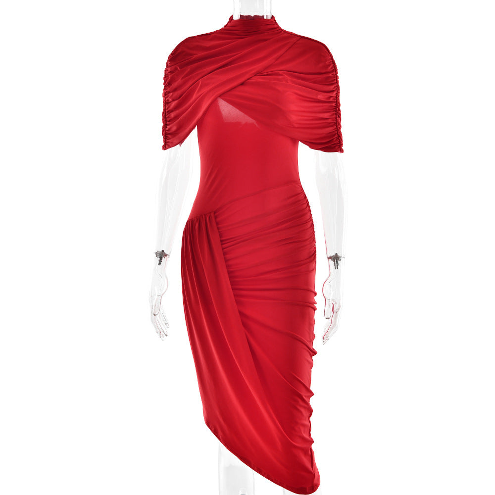 Elegantes, figurbetontes Abendkleid für Damen mit Rüschen, Größe