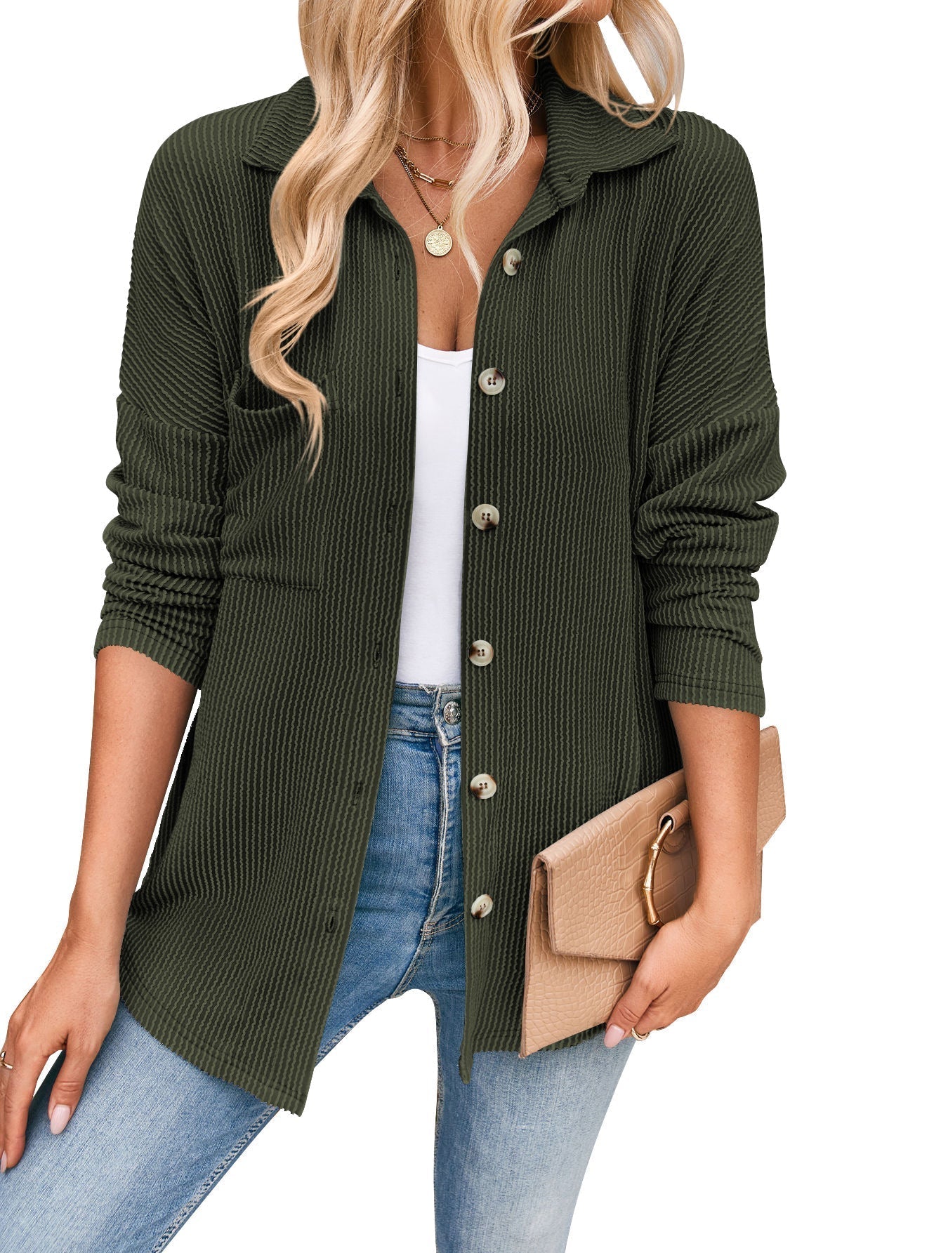 Damen-Freizeit-Strickjacke mit Knopfleiste, Größe