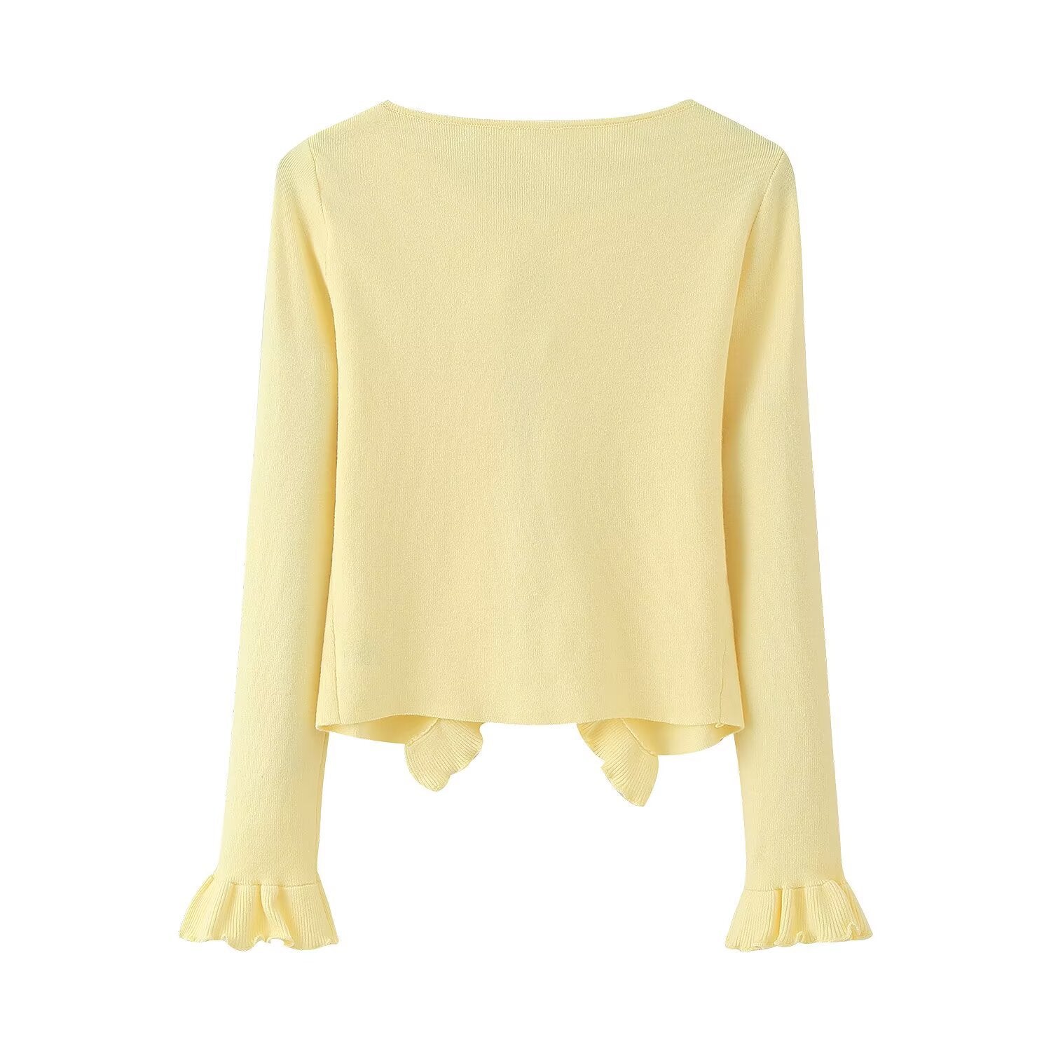 Damen Cardigan mit Rüschen und Schleifen, Größe
