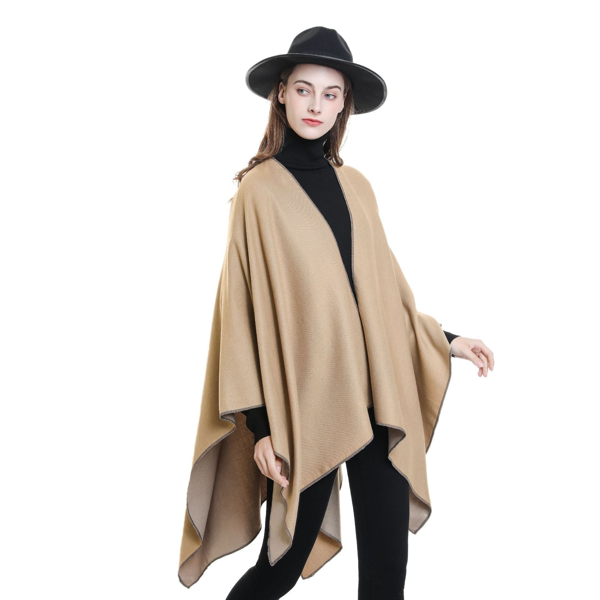 Bequemer Damen-Poncho aus einem weichen Wolle-Mix mit elegantem Schnitt, Größe [size missing]