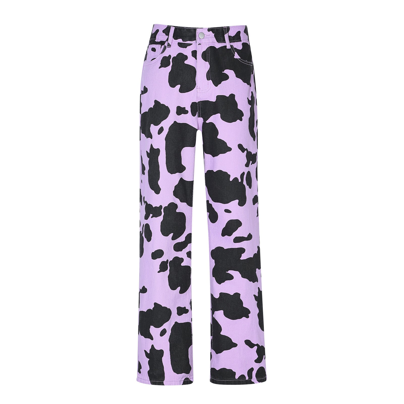 Valenzora | Women's Cow Print Straight Cut Trousers