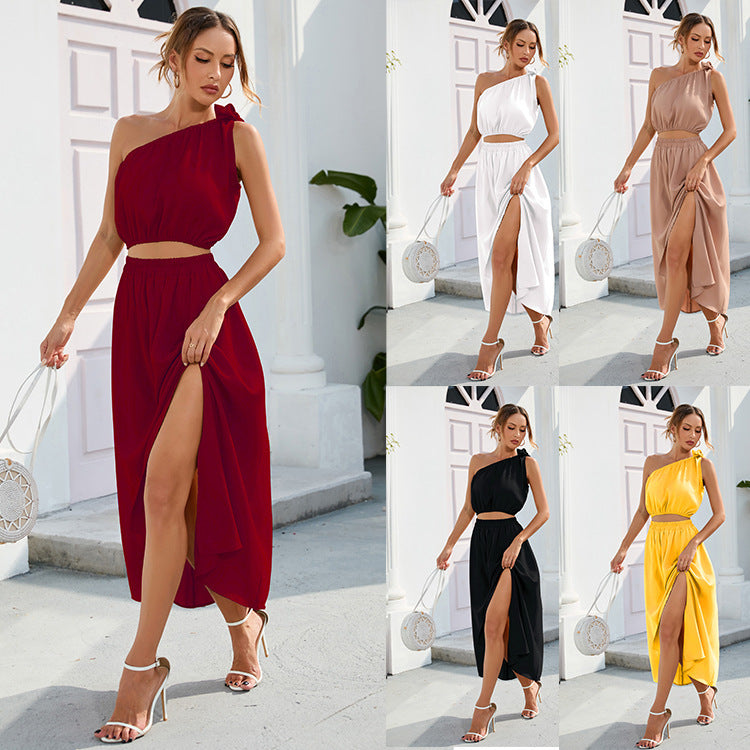 Valenzora | Elegantes zweiteiliges Maxiset mit geschlitztem Saum