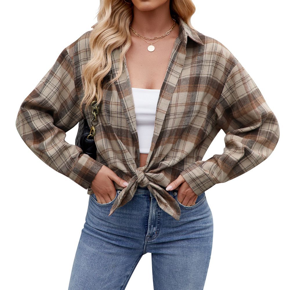 Women's Checkered Oversized Shirt Blouse Valenzora