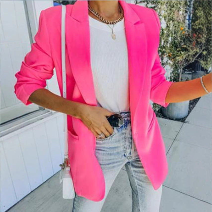Women's elegant oversized blazer with a structured cut and casual details, size S