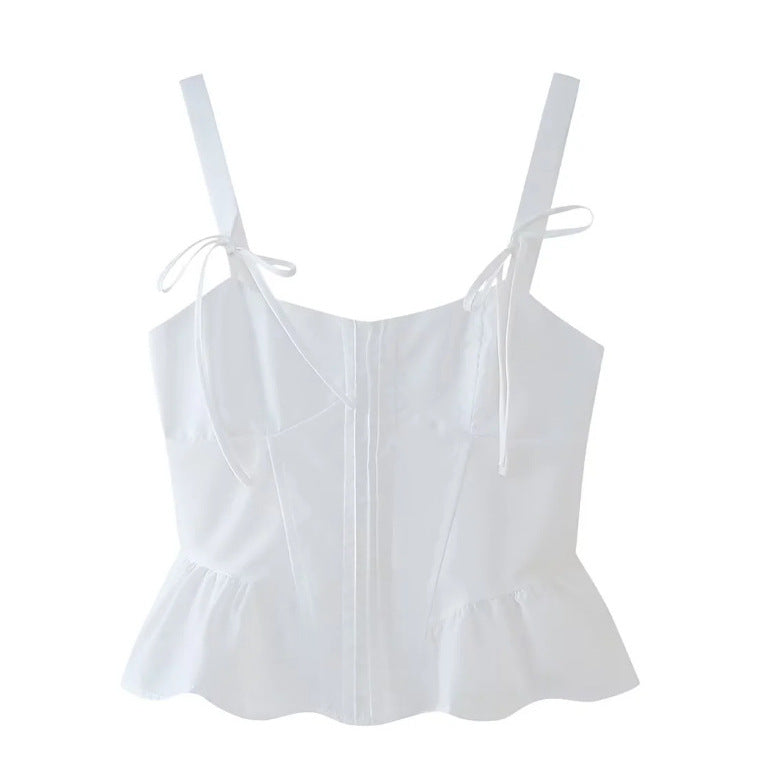 Women's corset top with spaghetti straps and a cute ruffle, size S