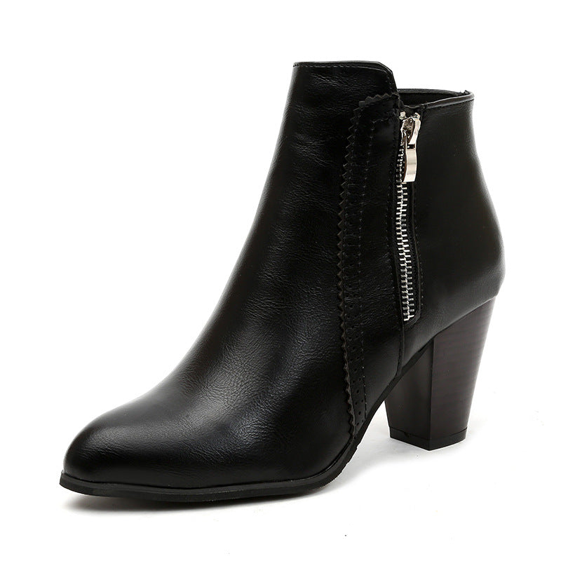 Women's elegant ankle boots with fashionable zipper and high-quality sole, size [size missing]