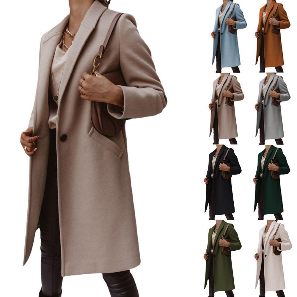 Women's wool coat with elegant lapel and timeless cut, size