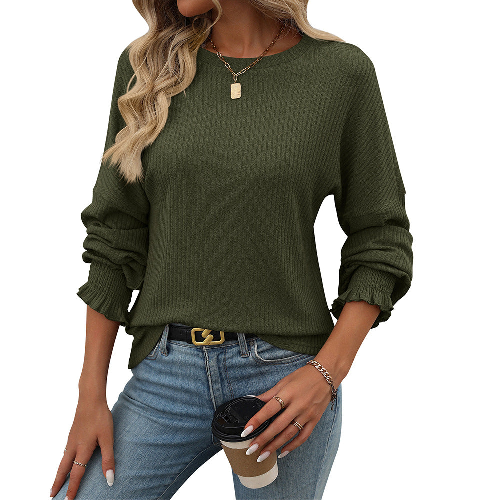 Women's casual sweater with fine ribbing and elasticated cuffs, size S