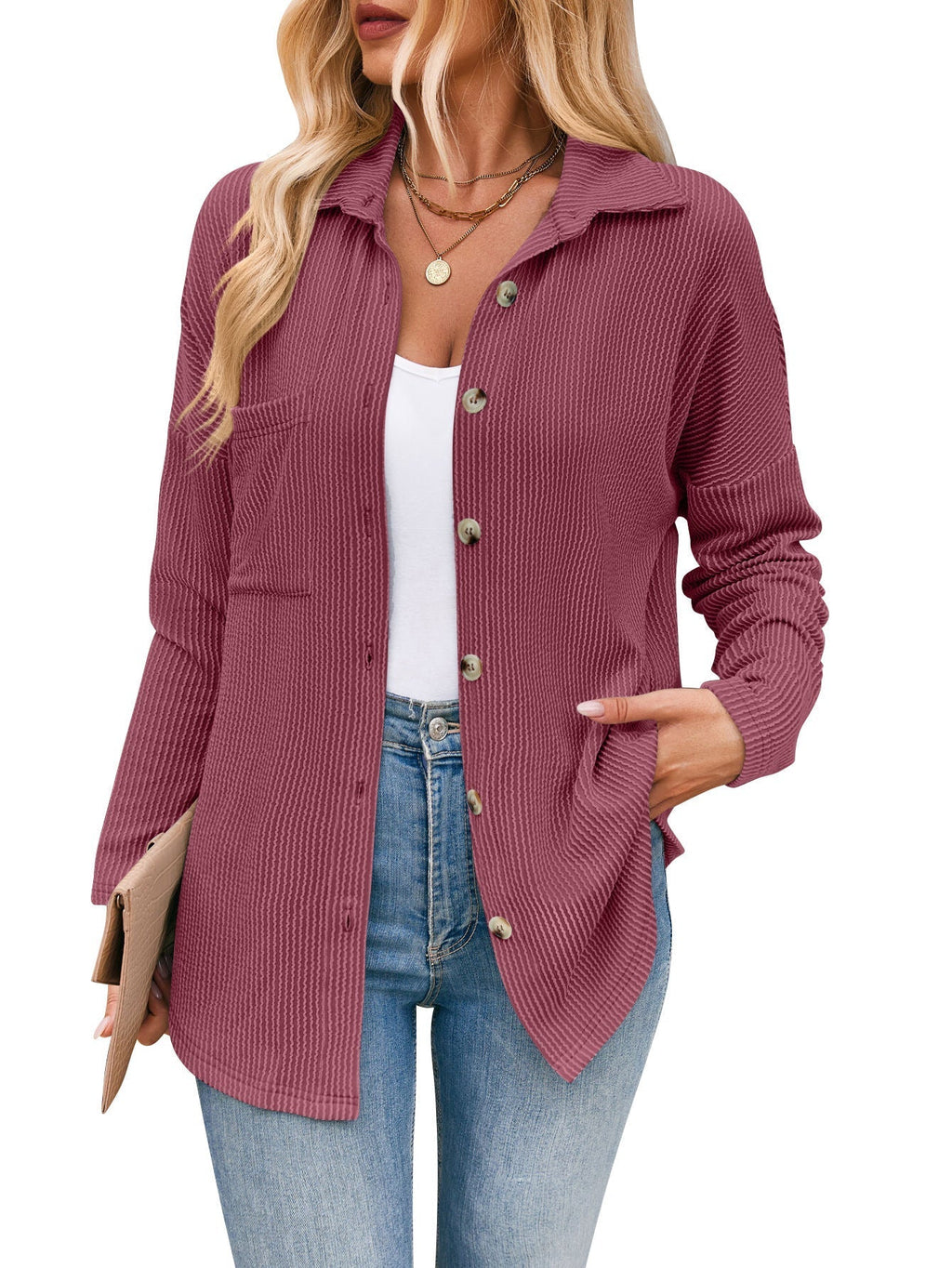 Damen-Freizeit-Strickjacke mit Knopfleiste, Größe