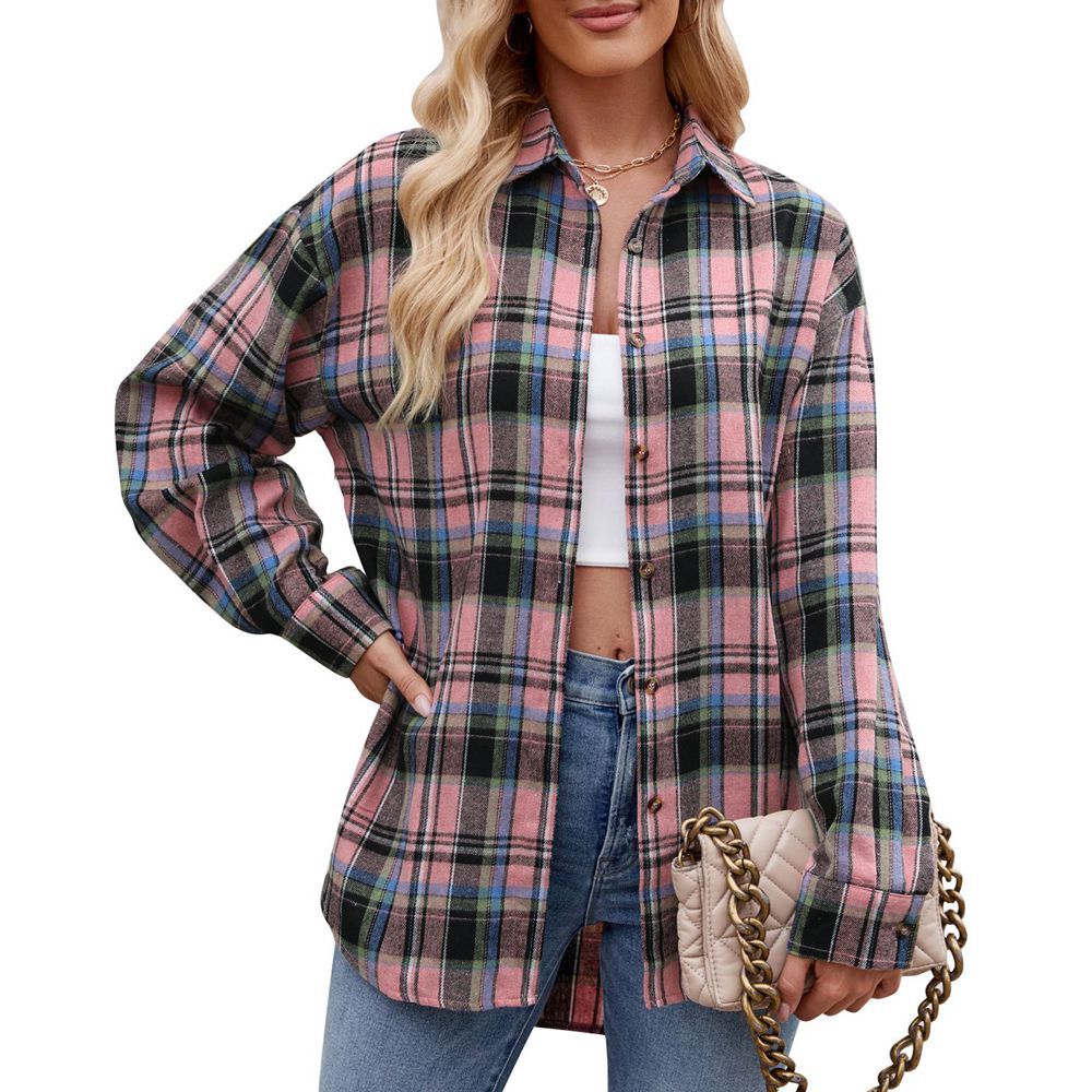 Women's Checkered Oversized Shirt Blouse Valenzora