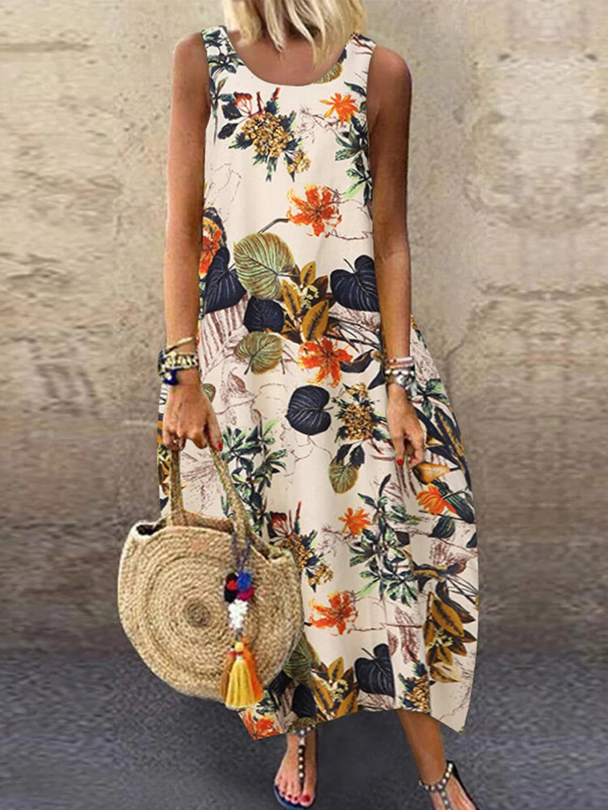 Valenzora | Retro Sleeveless Round Neck Women's Dress