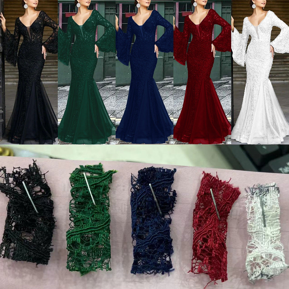 Women's figure-hugging evening dress with shimmering embellishments and elegant V-neck, size S