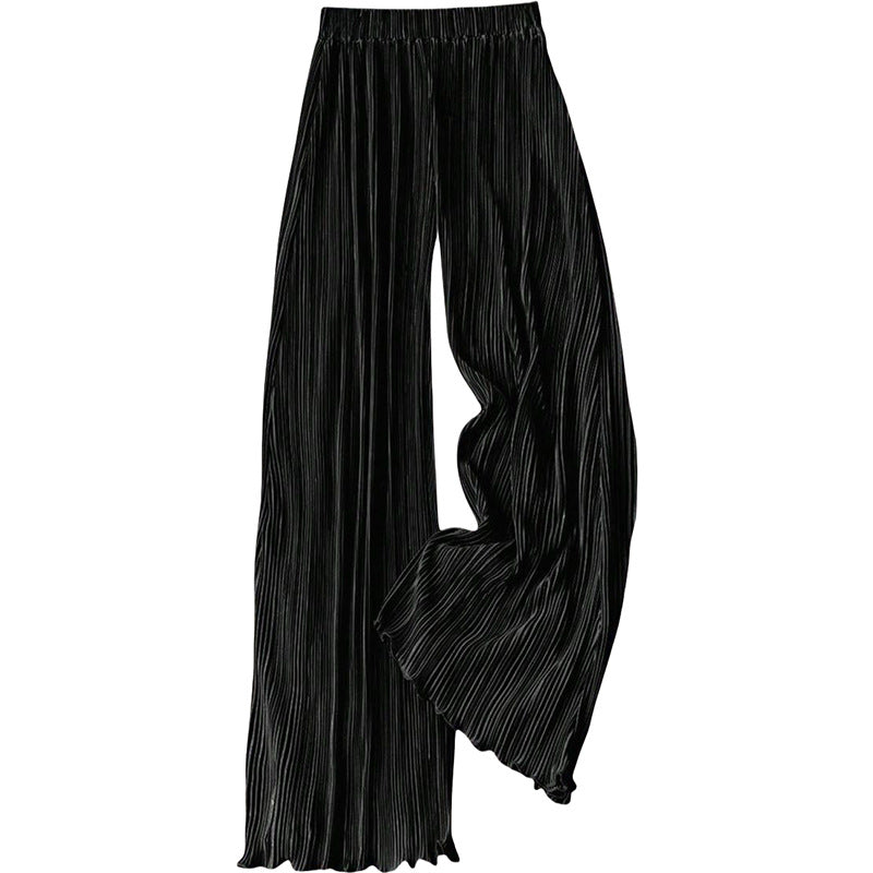 Damen Plissee Sommerhose mit hoher Taille und Gummizugbund, Größe
