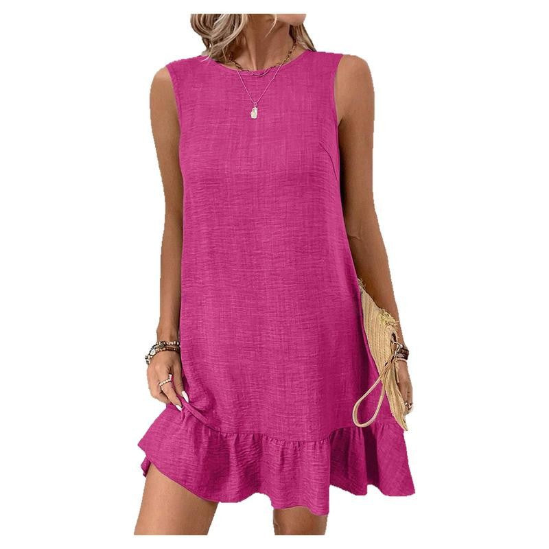 Women's sleeveless ruffle hem casual Drune dress