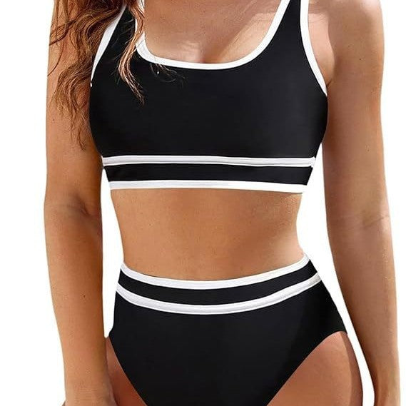 Sportlicher Damen-Bikini-Set mit hoher Taille und bequemem Oberteil, Größe