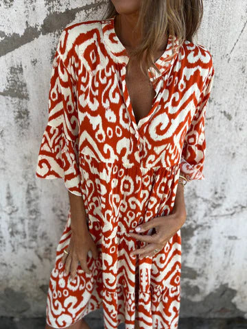 Damen-Freizeitkleid für den Strand mit hohem Seitenschlitz und modischem Druckmuster, Größe S