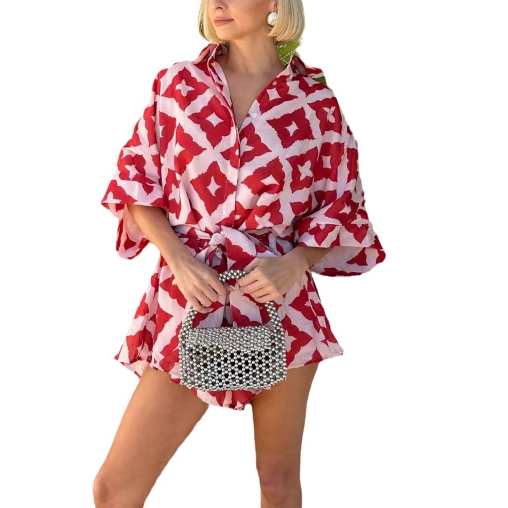 Women's lightweight, airy kaftan with tie belt, size S