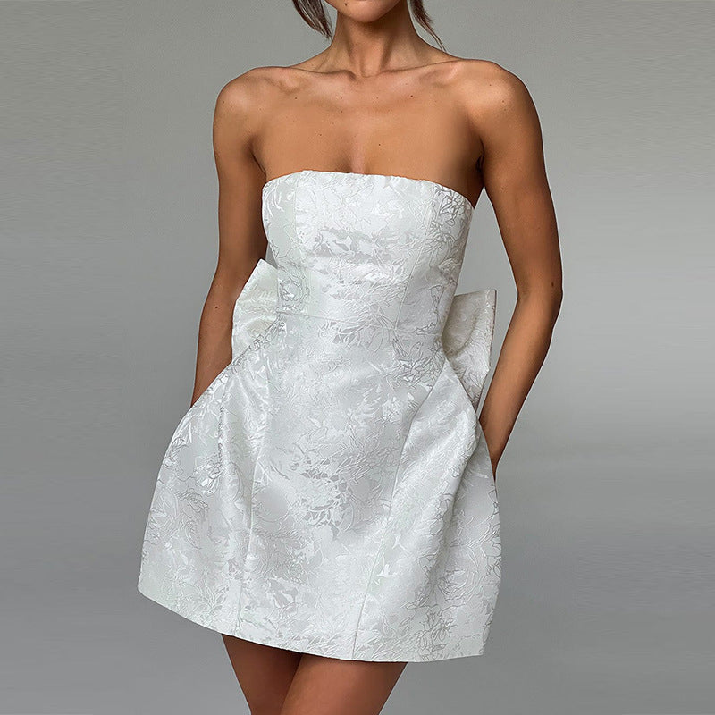 Valenzora | Mini Cocktail Dress Off-Shoulder Evening Dress with Bow Detail