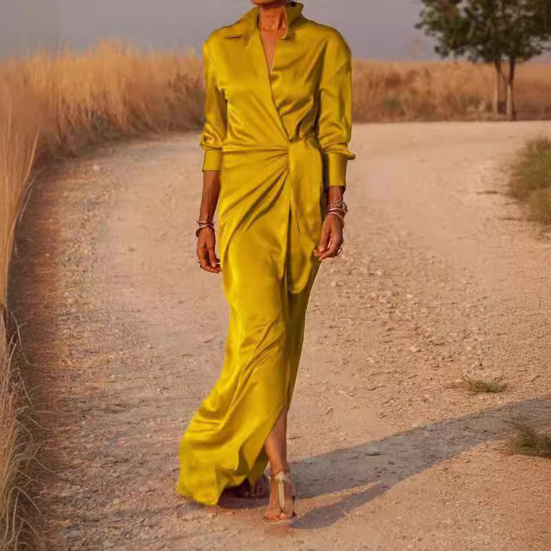 Valenzora | Lace-up High Waist Split Floor Length Dress