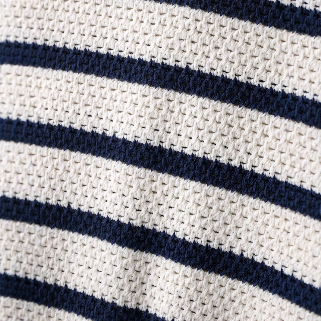 Damen-Kurzarm-Cardigan mit auffälligem Streifenmuster und zeitlosem Design, Größe S