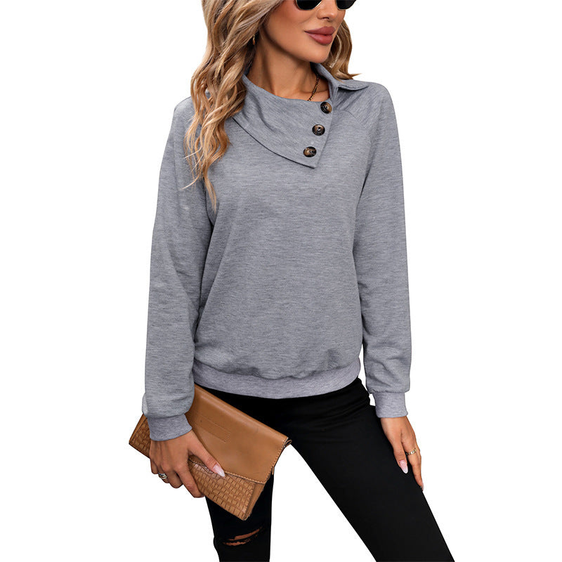 Comfortable long-sleeved women's sweatshirt with collar, size