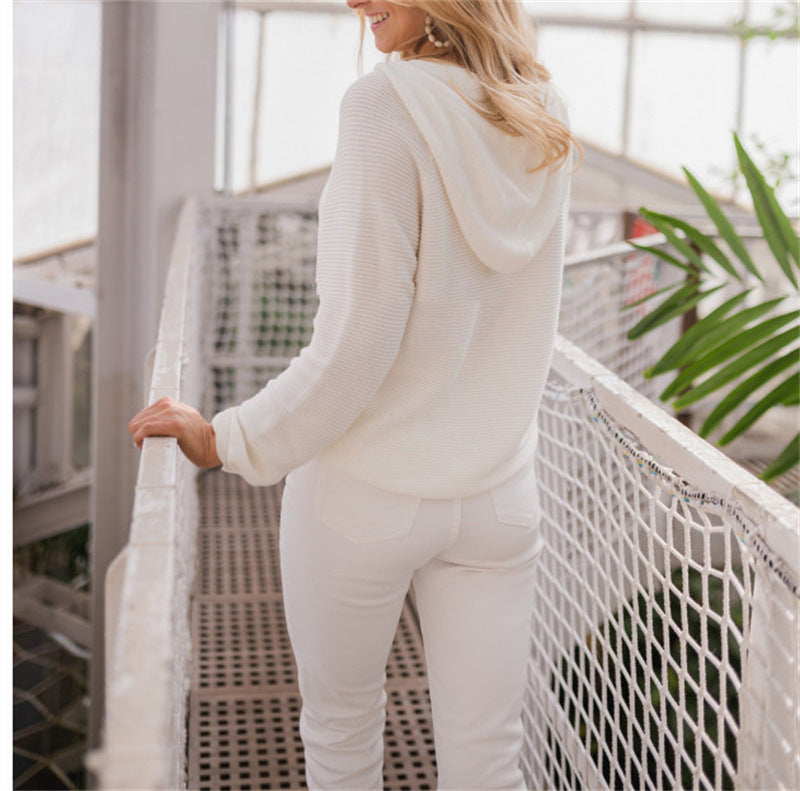 Damen Cropped Hoodie aus strukturiertem Stoff mit dekorativen Knöpfen, Größe S