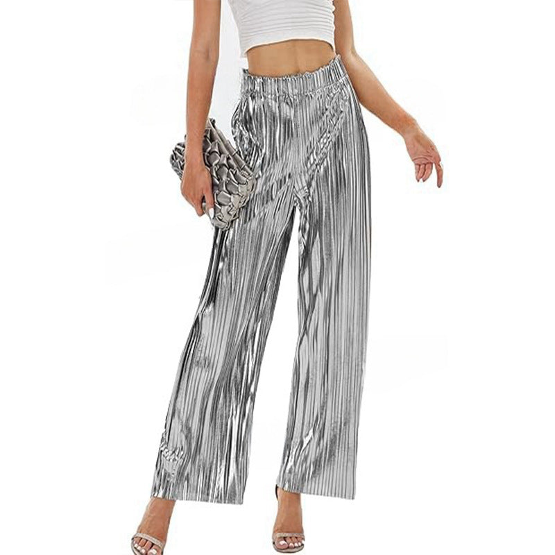 Elegante Damen Plisseehose mit elastischem Bund, Größe