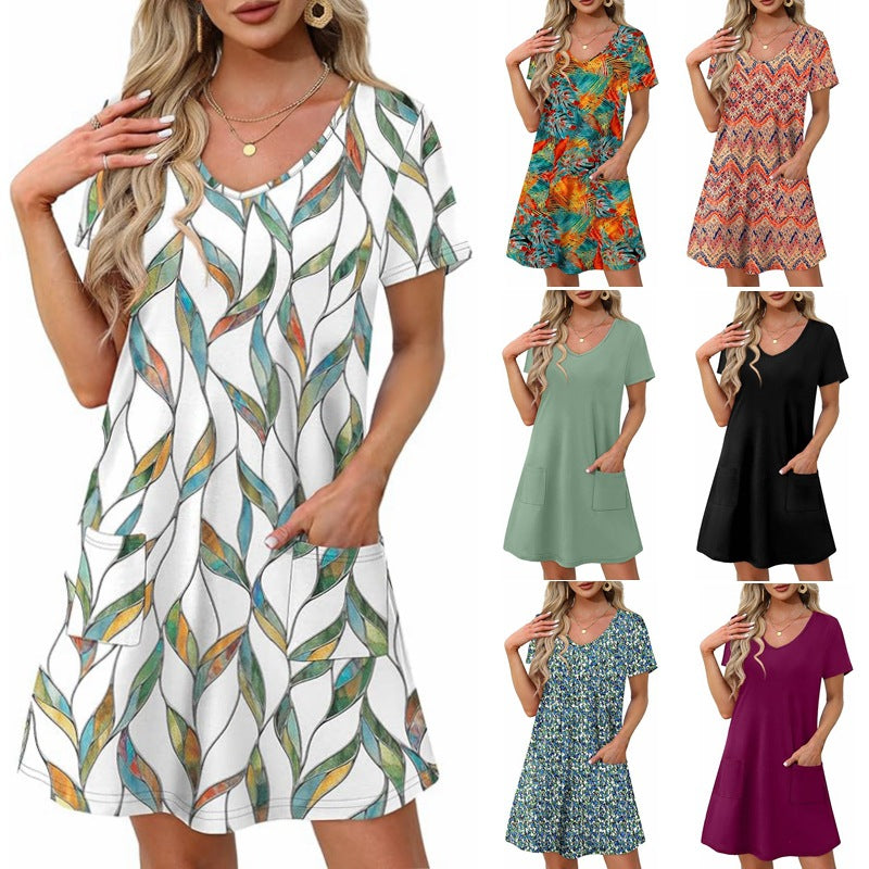Damen Kurzarm Freizeitkleid Größe