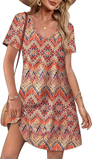 Damen Kurzarm Freizeitkleid Größe