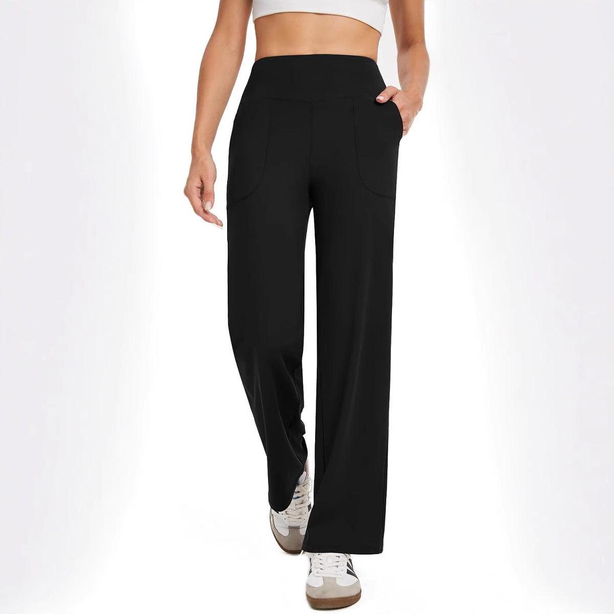 Women's comfortable leisure trousers with side pockets and elastic waistband, size