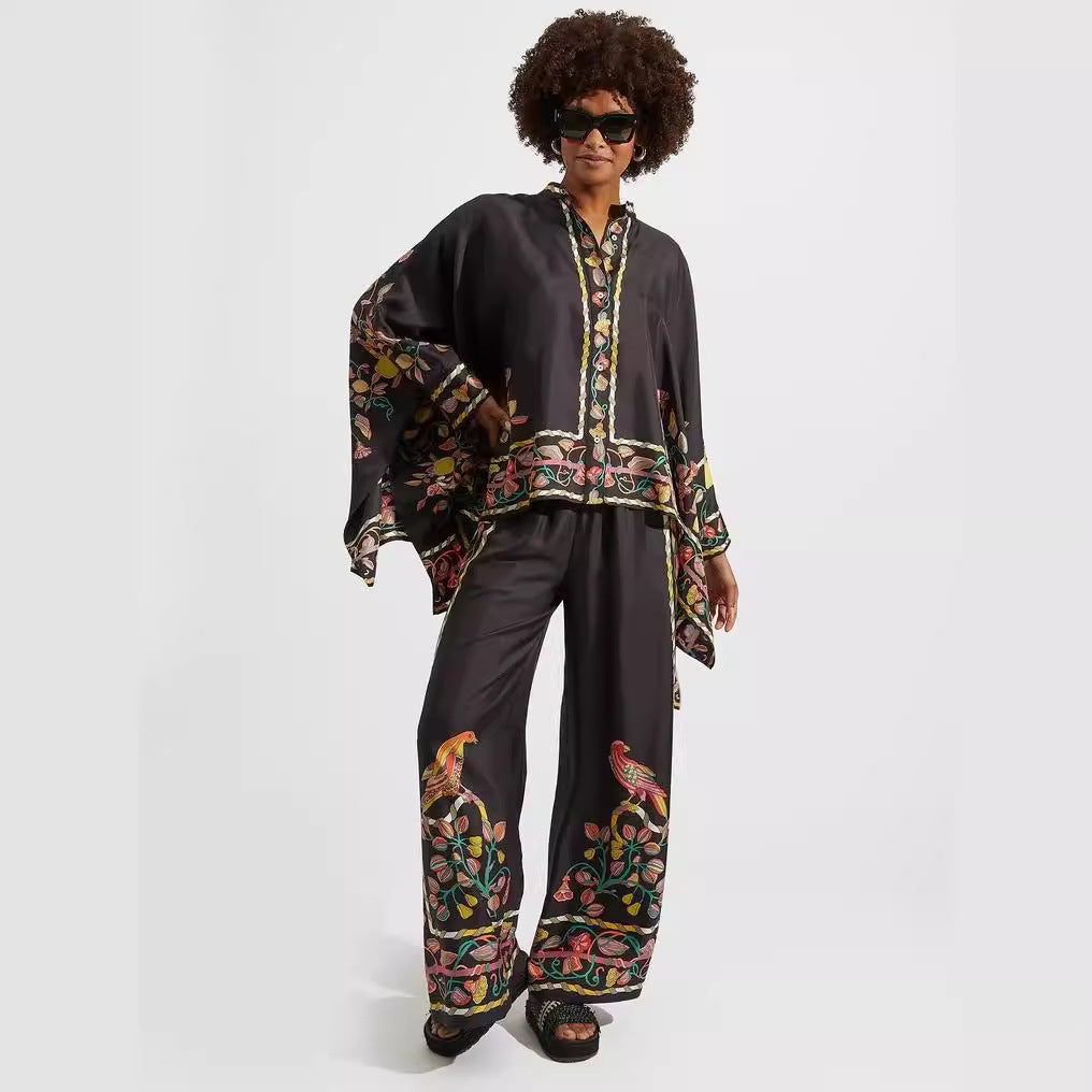Valenzora | Stand-up collar top and trouser set