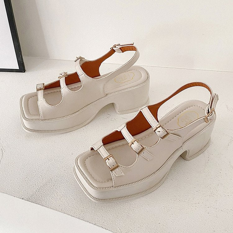 Women's platform sandals with adjustable straps and fashionable block heel, size Valenzora
