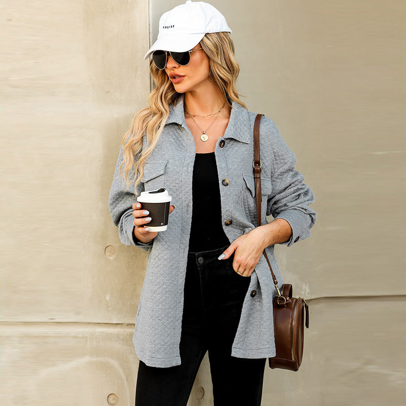 Women's casual jacket with structured design and practical pockets, size S