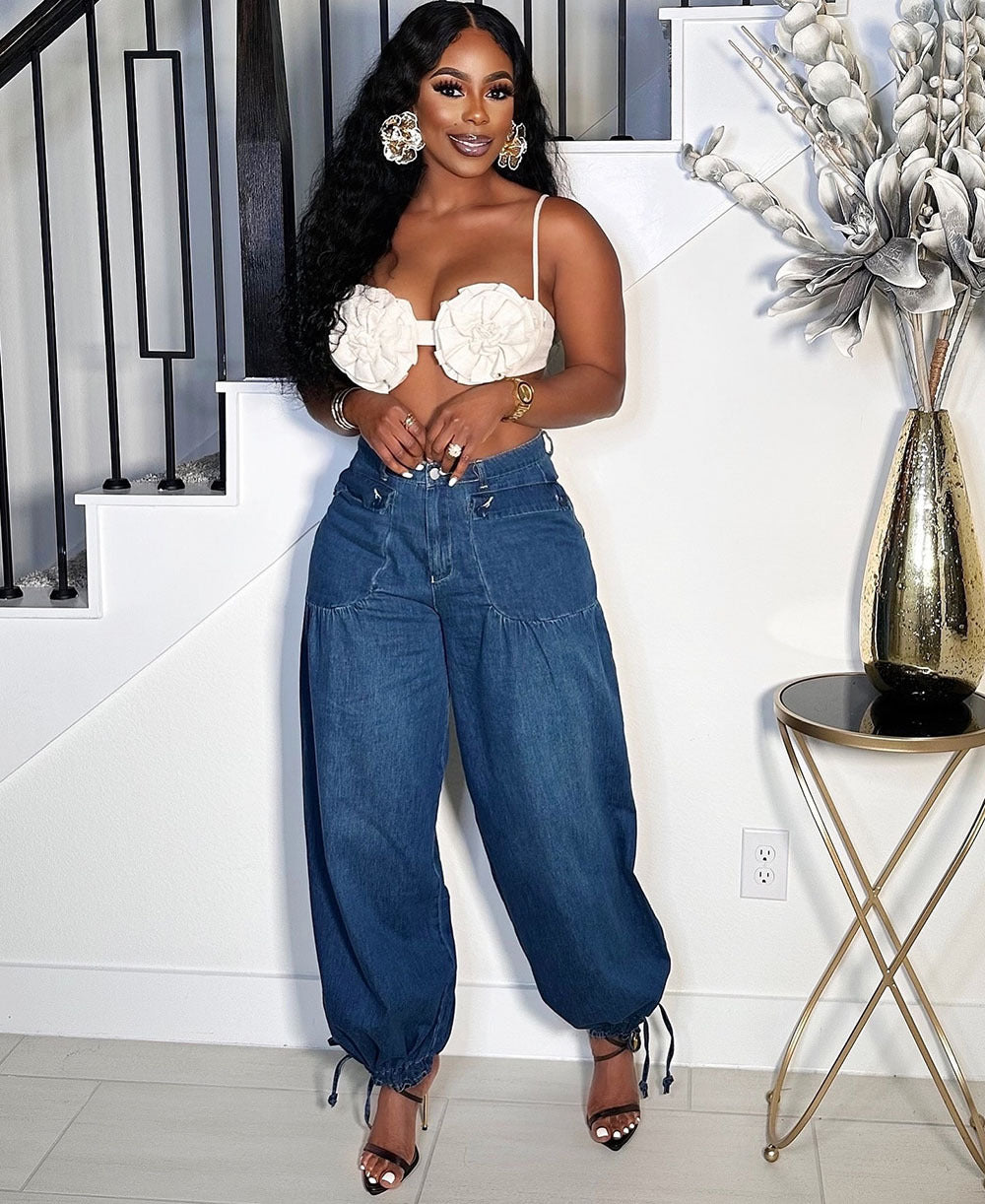 Valenzora | Pockets, lacing, balloon jeans