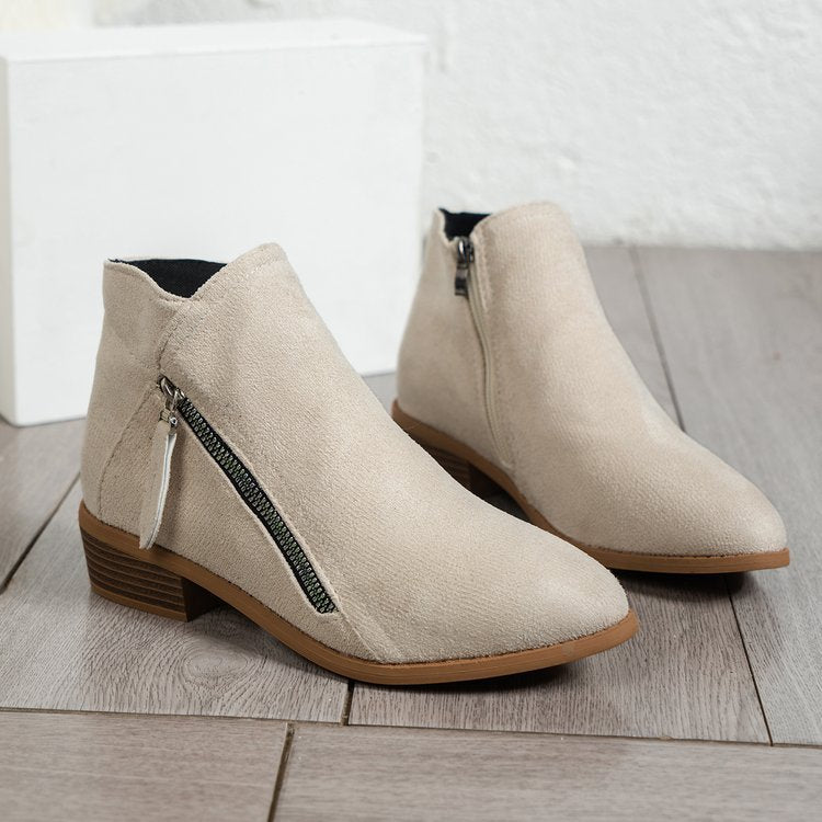 Women's boots with side zipper and elegant velvet upper, size S