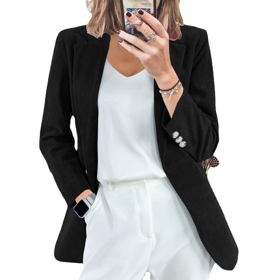 Damen-Kordblazer mit feiner Textur und eleganten Details, Größe S