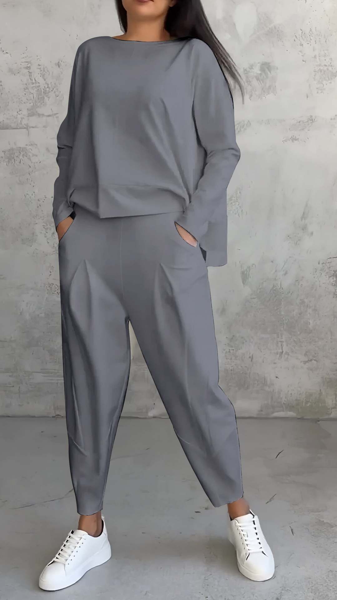 Valenzora | Irregular Harem Pants Long Sleeve Set