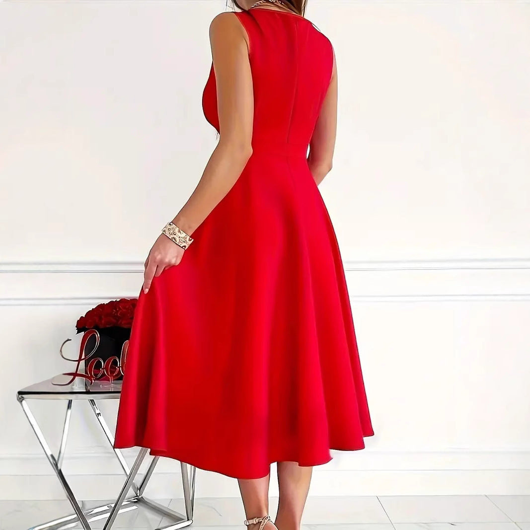 Valenzora | Solid color tank dress with asymmetrical neckline