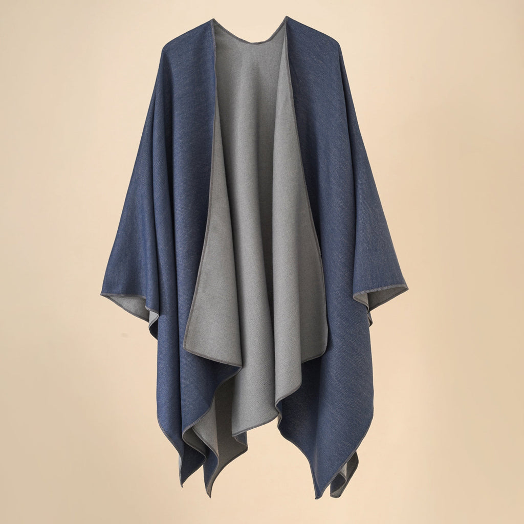 Bequemer Damen-Poncho aus einem weichen Wolle-Mix mit elegantem Schnitt, Größe [size missing]