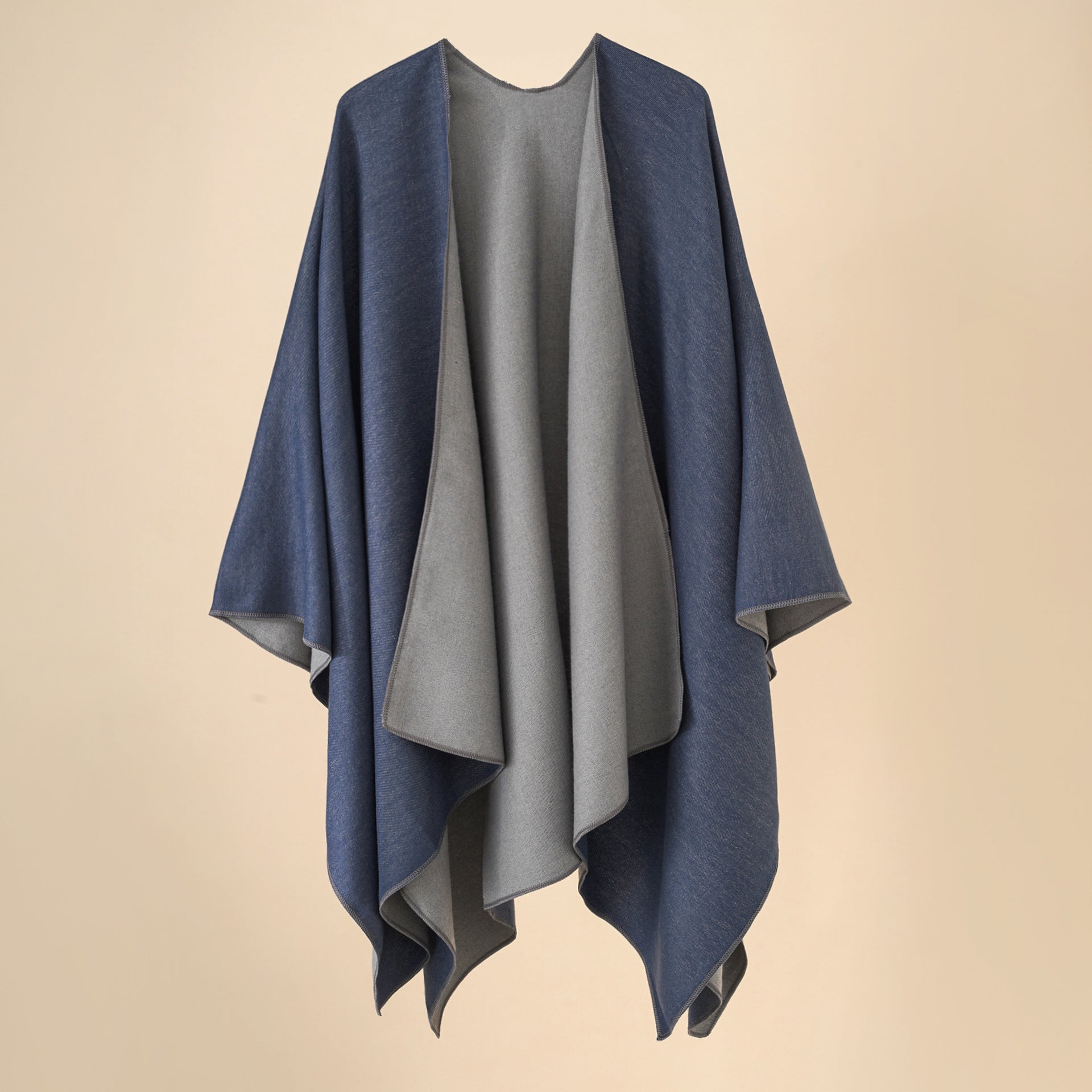 Bequemer Damen-Poncho aus einem weichen Wolle-Mix mit elegantem Schnitt, Größe [size missing]