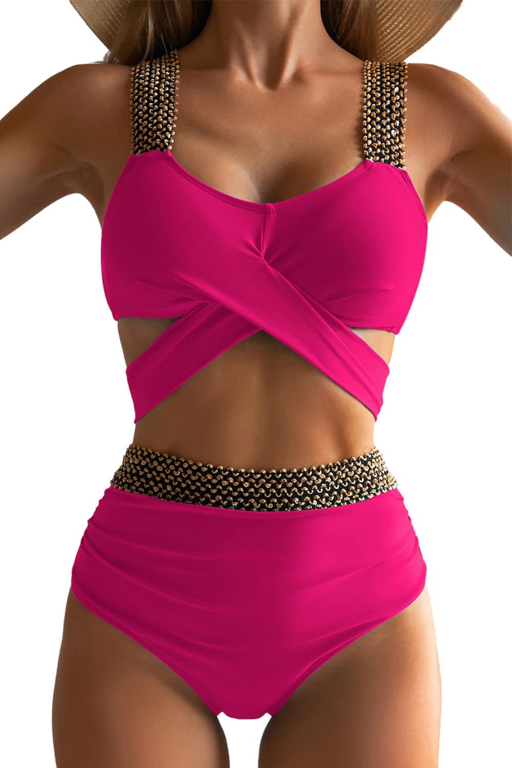 Women's high-cut bikini with fashionable wrap top and glamorous accents, size Valenzora